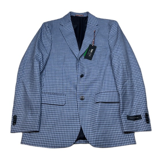 Tommy Hilfiger Modern-Fit Check‎ Sport Coat Mens 36R 36 Light Blue $295 NEW - Picture 1 of 12